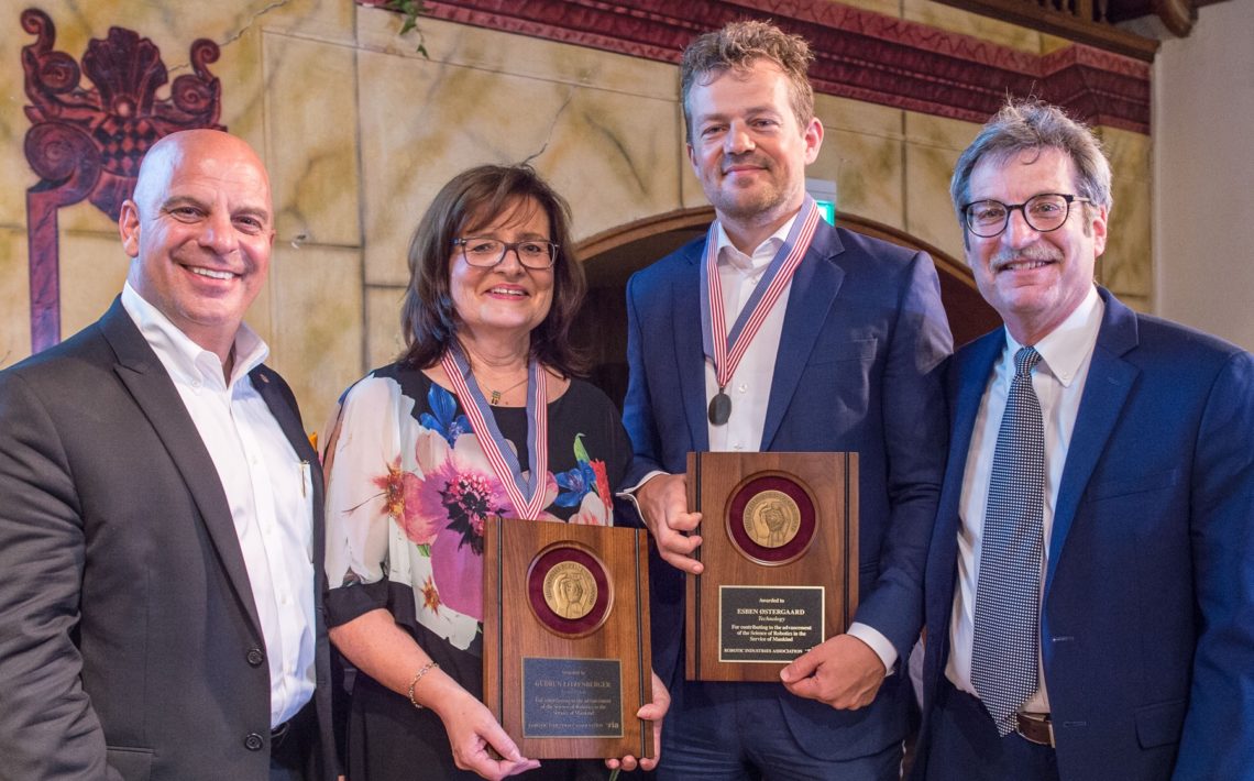 Esben Østergaard receiving the Engelberger Robotics Award